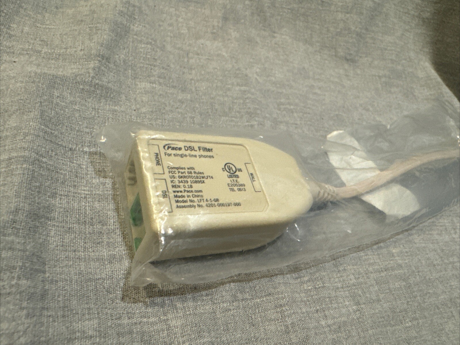 2 Wire DSL Filter for Single-Line Phones (LFT-4-1-GB) Pace DSL Filter