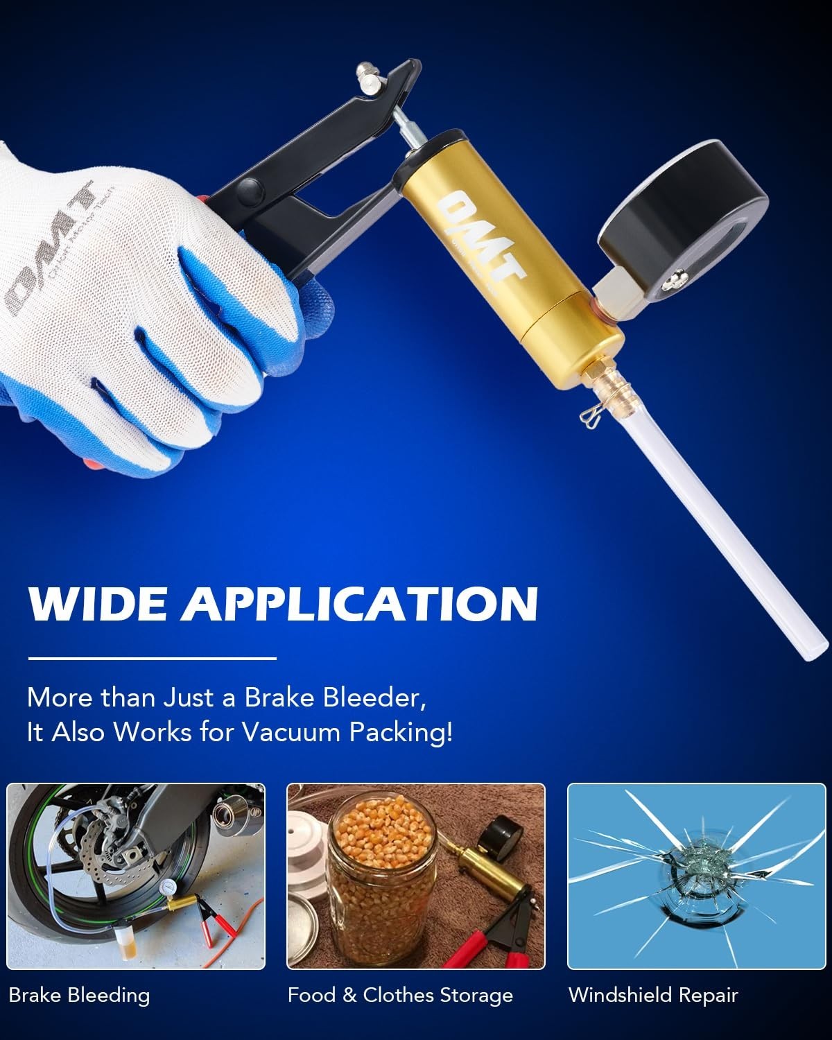 Brake Bleeder Kit with Hand Vacuum Pump & Adapters - Fluid Extraction Tool, Pres
