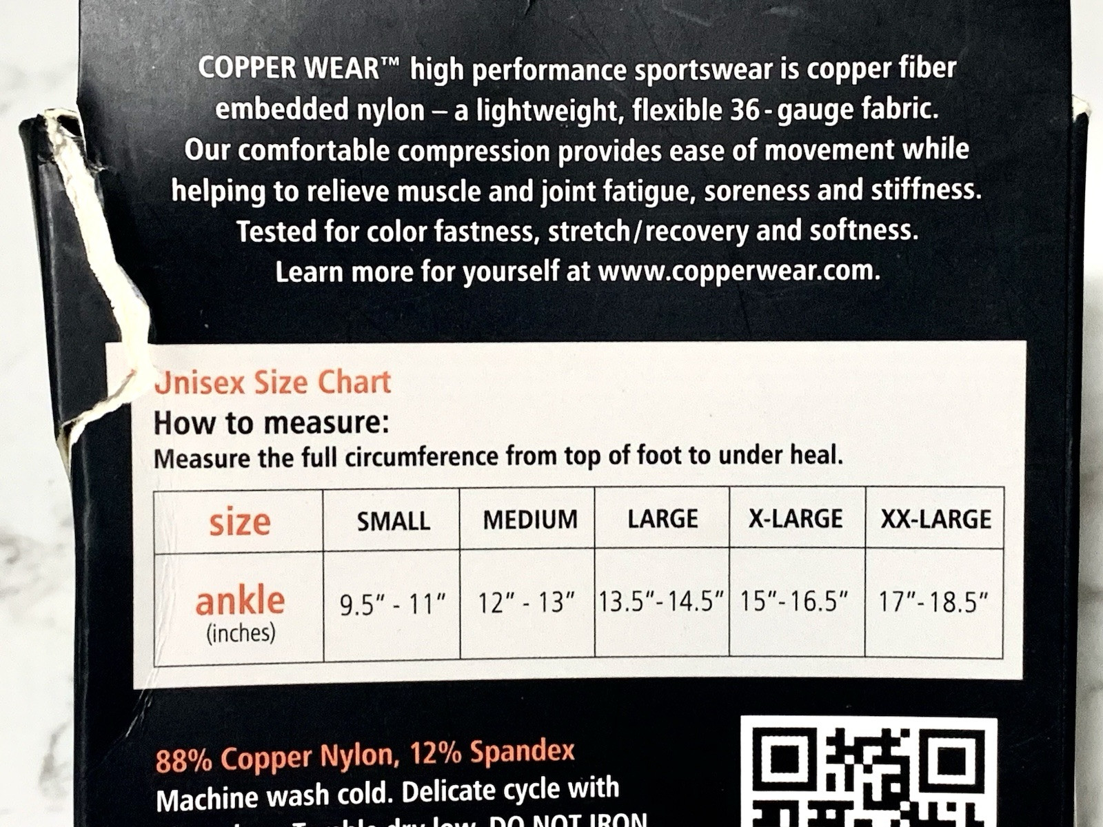 Copper Wear Ankle Sleeve Men Women size S Small Comfortable Compression READ