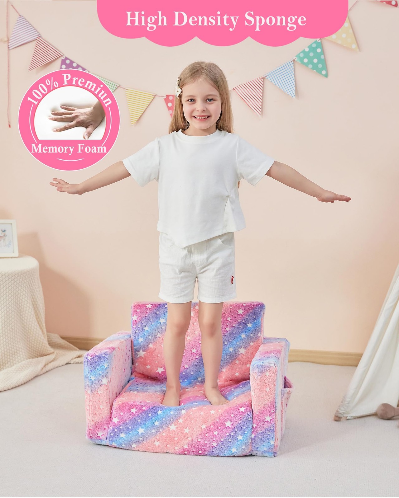 Couch, 2-in-1 Soft Couch Bed Fold Out, Chairs Comfy for Boys & Girls, Convert...
