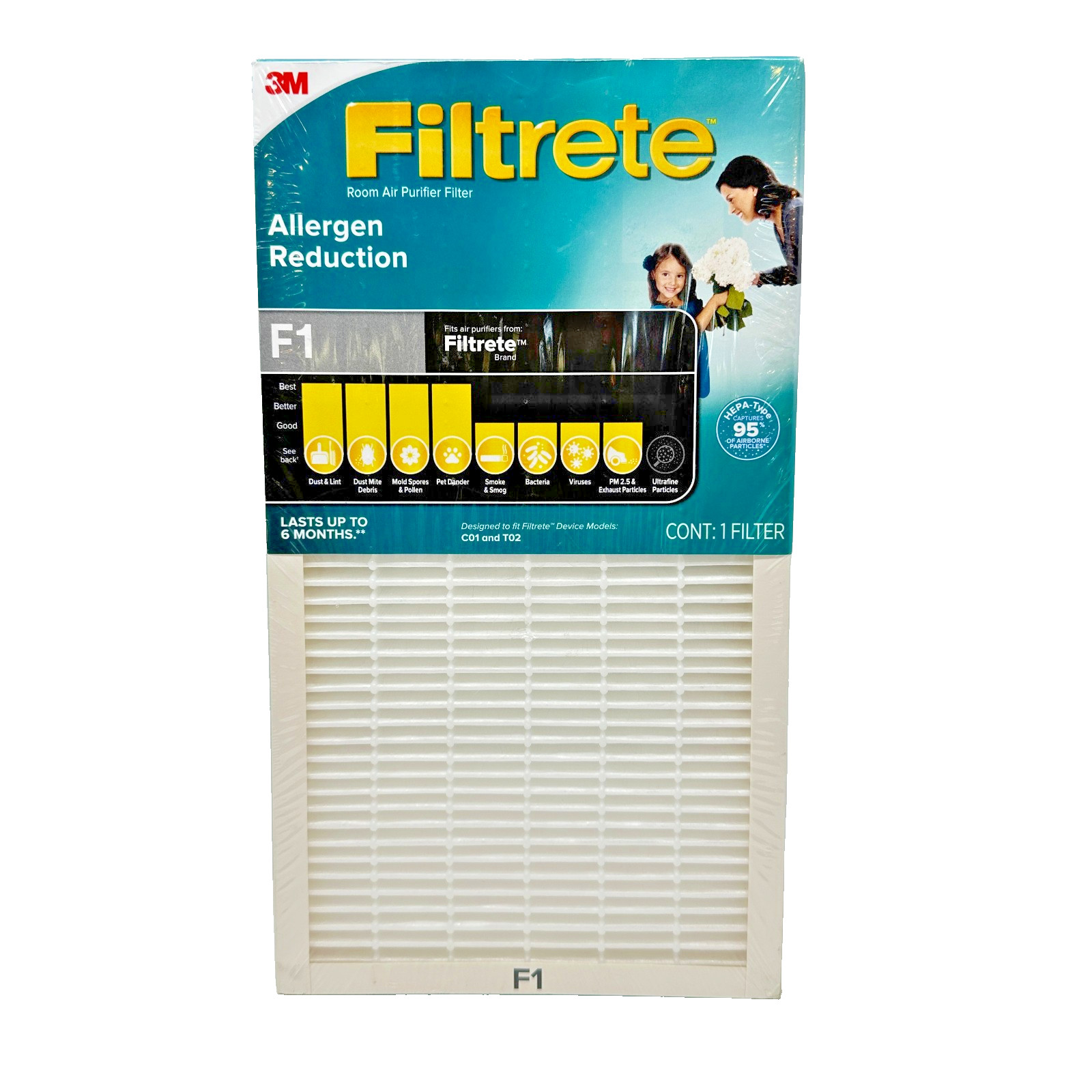 3M Filtrete F1 Air Purifier Filter Allergen Reduction For CO1 T02 Room NEW