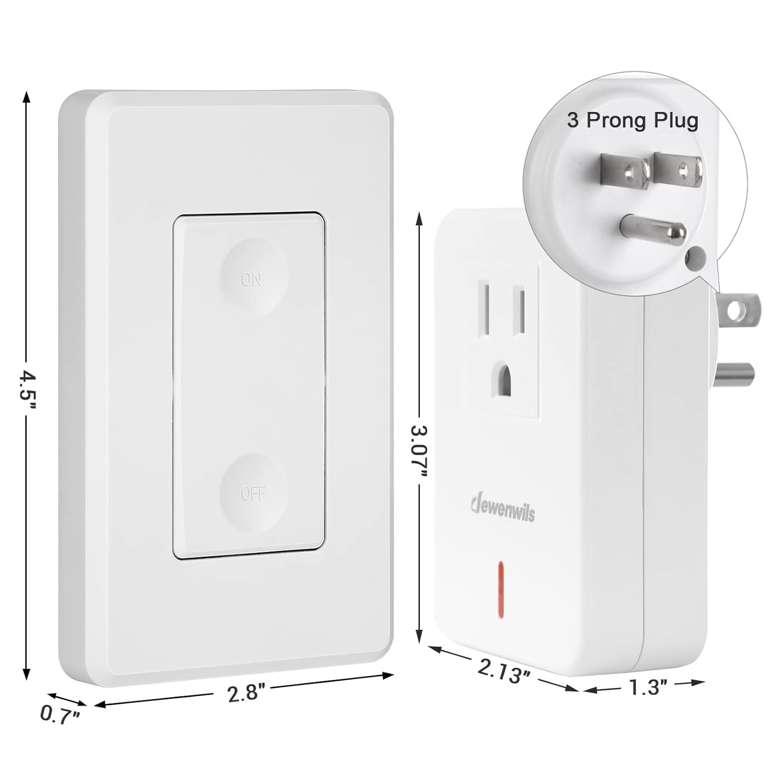 DEWENWILS Wireless Remote Wall Switch and Outlet,100ft RF Range, ETL Listed