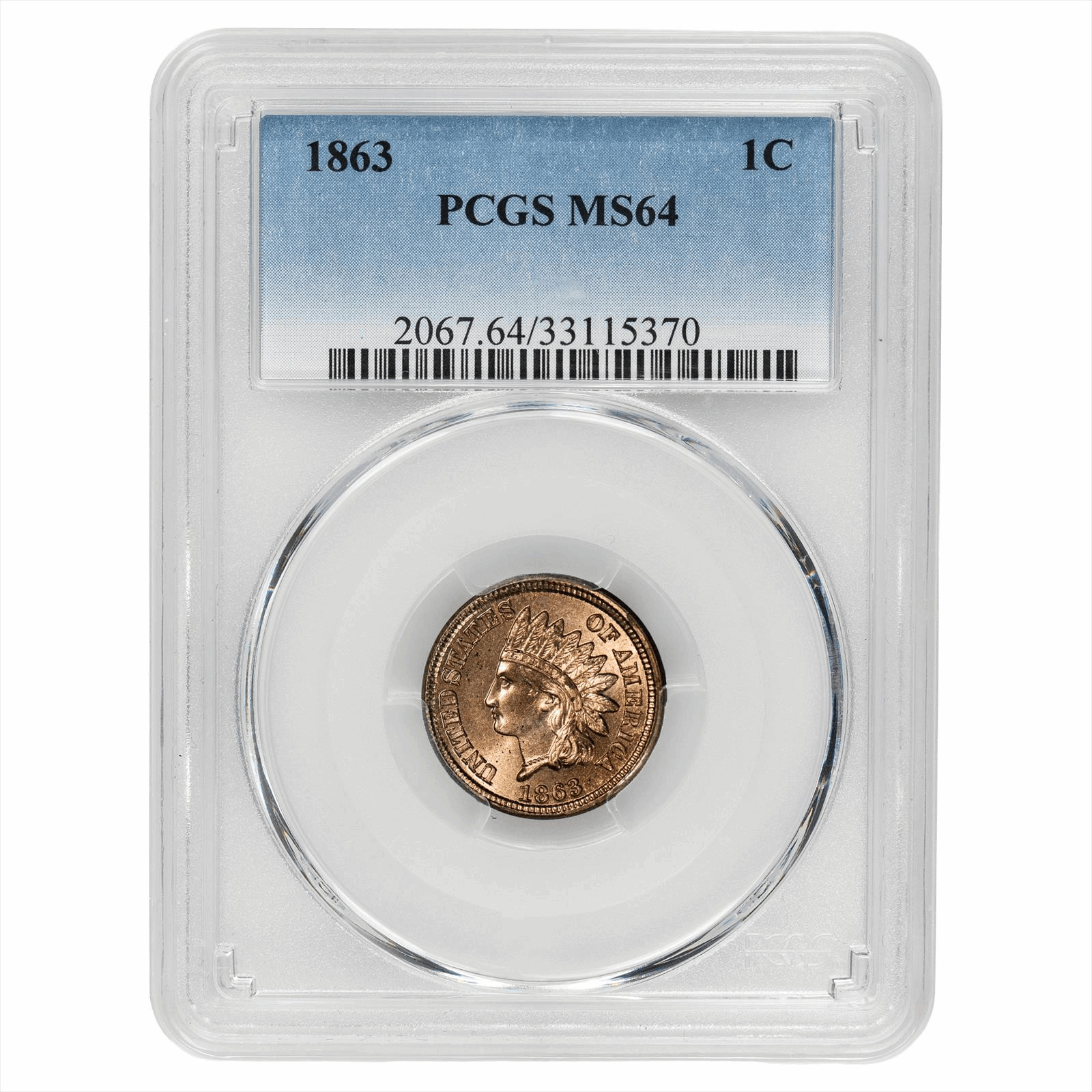 1863 Indian Head Cent 1C PCGS MS 64