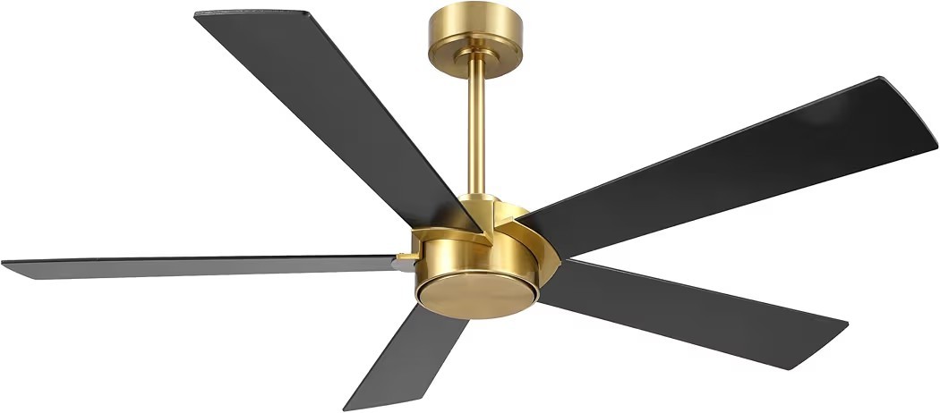 ELEHINSER 54" Ceiling Fan No Light Black Gold 6-Speed DC Motor Remote SYCF5406