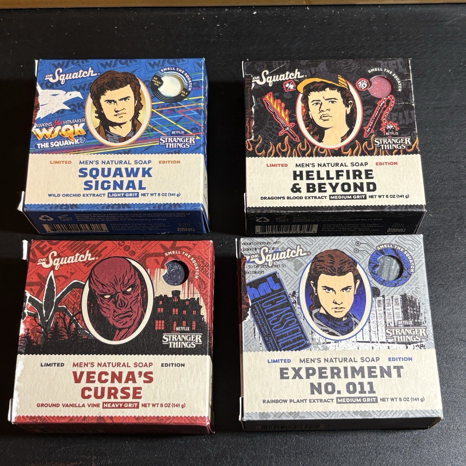 Dr. Squatch x Stranger Things Limited Edition Bar Soap Set of 4 Full Collection