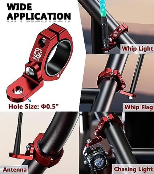 1 PC UTV Whip Light Mount, LED Light Bar Mounting Bracket, Red | Sturdy