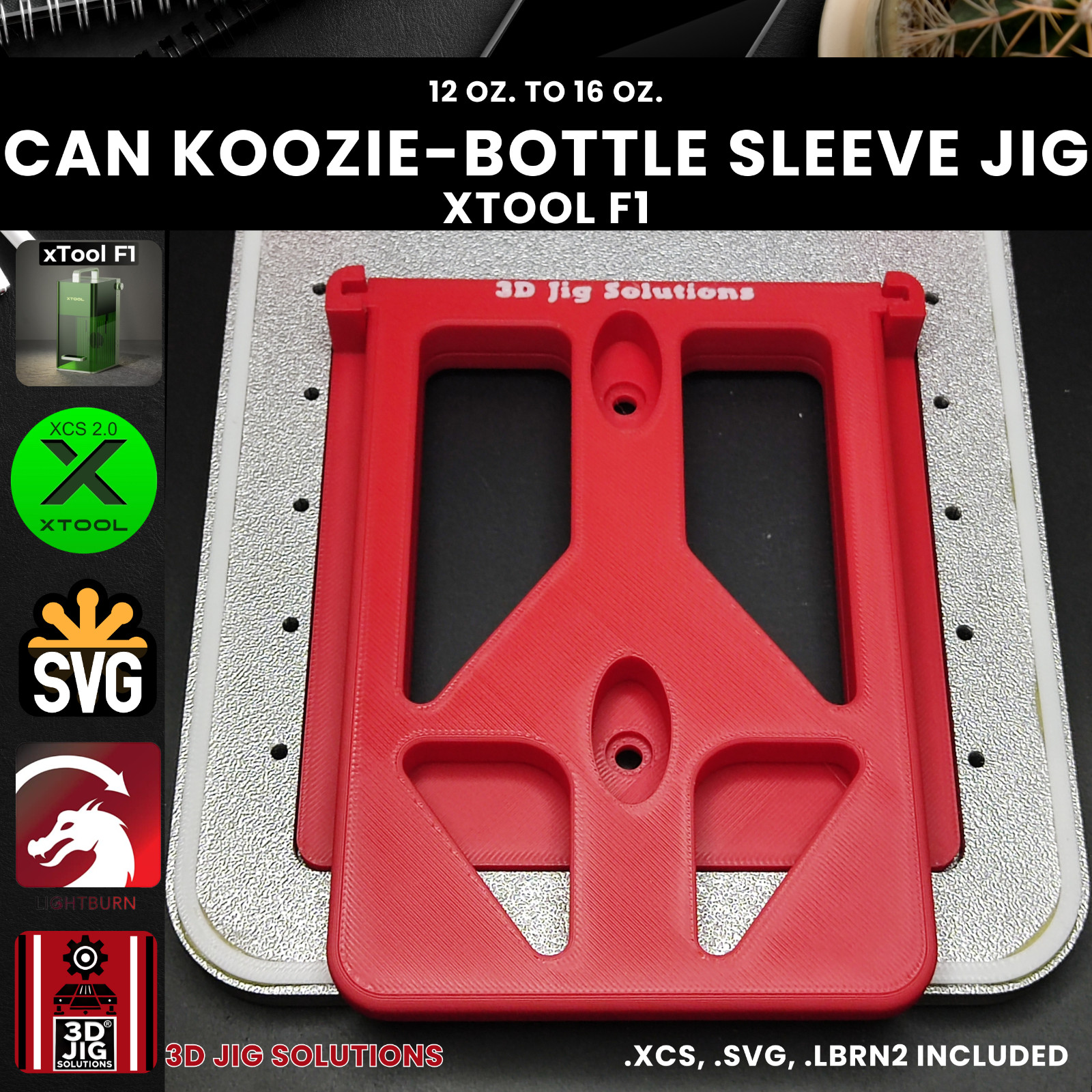 xTool F1 Koozie Jig | Bottle Cooler Laser Engraving Template | Both Sides