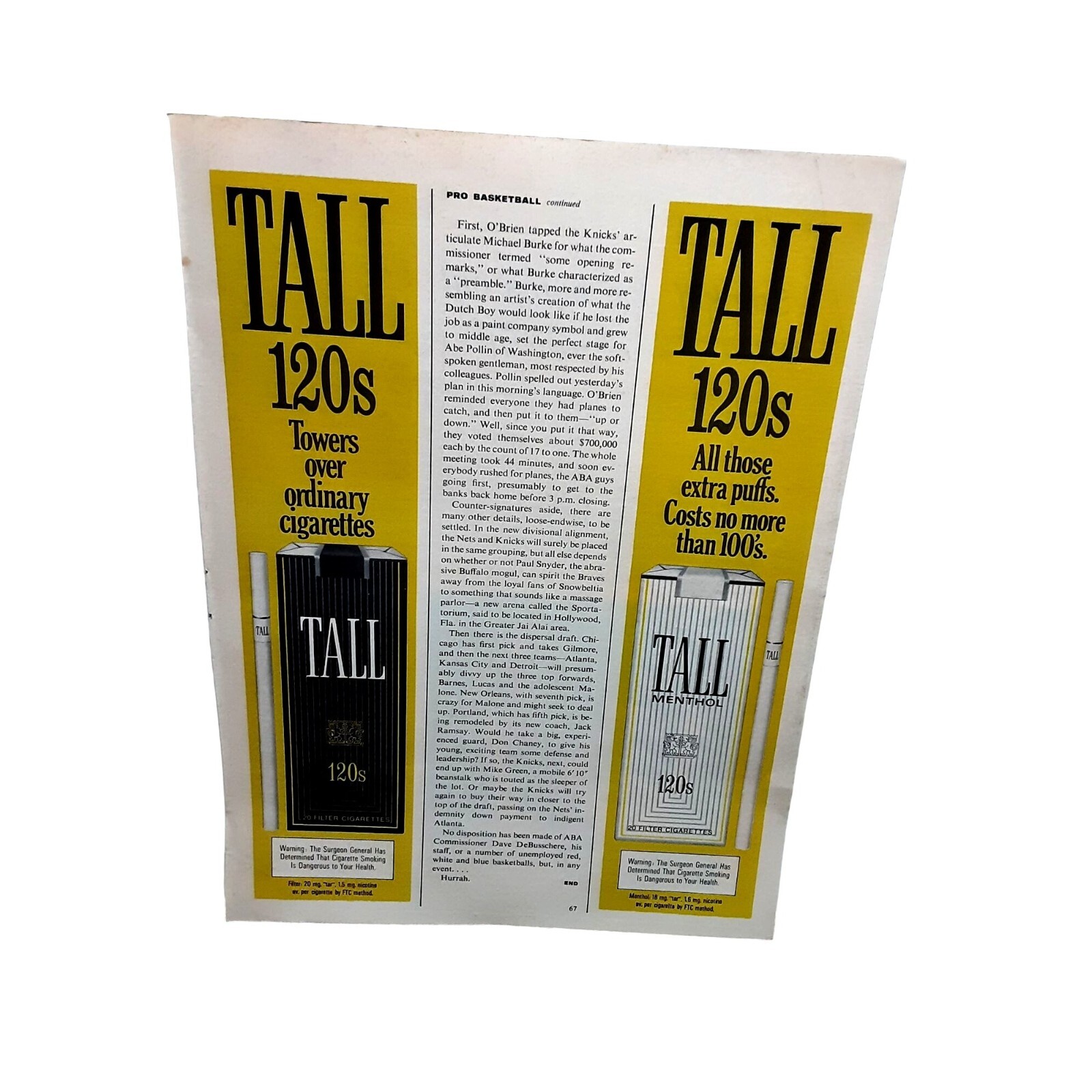 1976 Tall 120s Cigarettes Original Print Ad vintage 70s