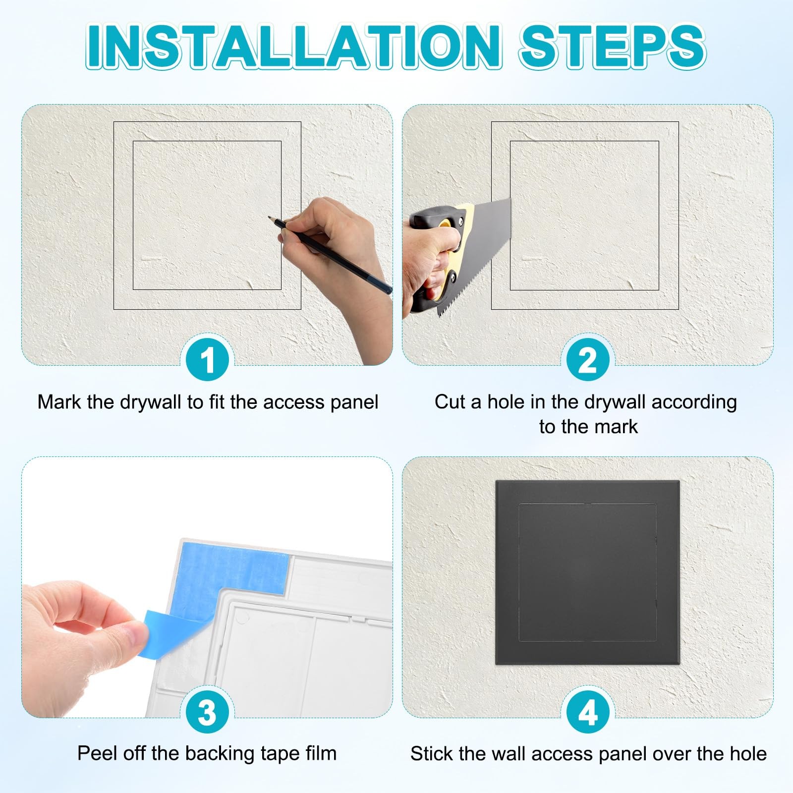 1-Pack Access Panel for Drywall, 6x6 Inch Plastic Self Adhesive Wall Hole Cov...