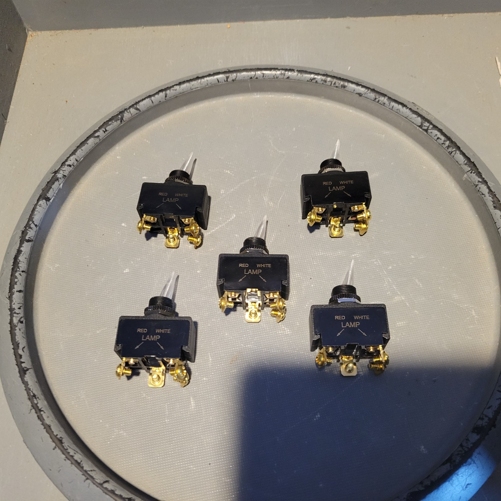 Lot of 5 BEP SPST Lighted Toggle Switch, Red, 21A @ 14VDC, 0918