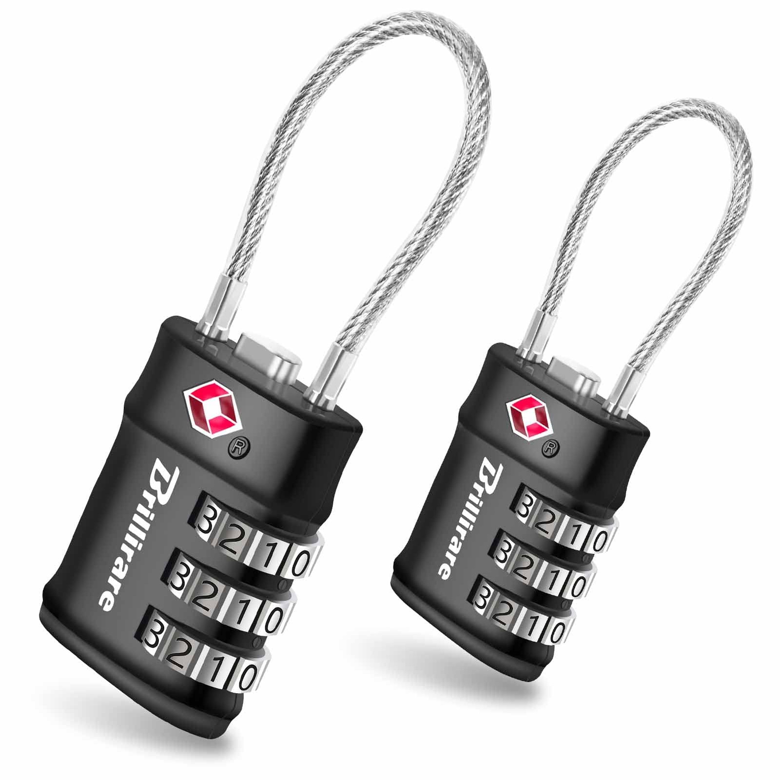 2 Pack TSA Approved Luggage Locks, Combination Travel Cable Small, 2