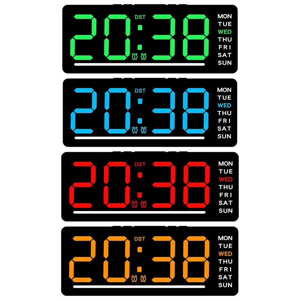 LED Wall Clock Featuring Time Date and Week Display for Enhanced Usability