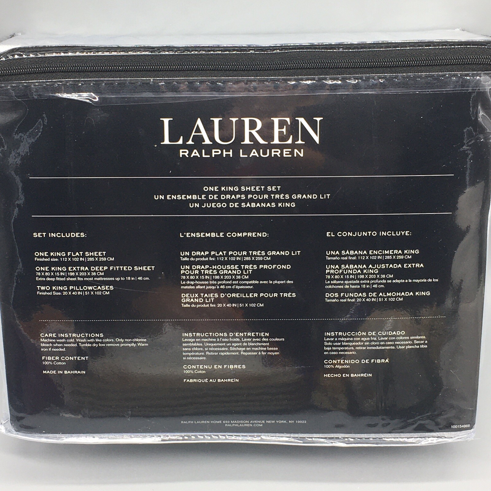 4pc Ralph Lauren Gray Paisley KING Sheet Set Off White Extra 18" Deep Mattress