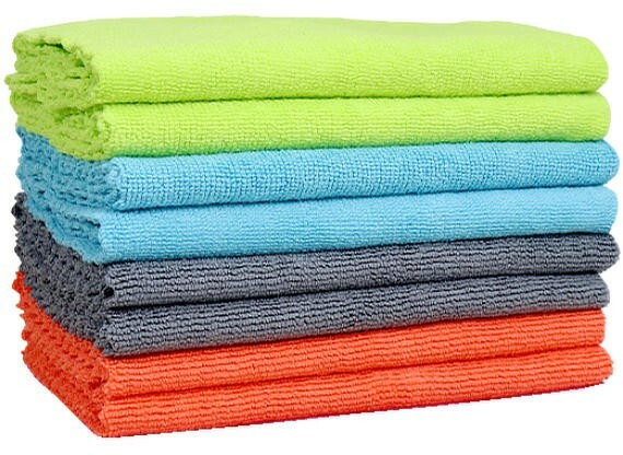 Microfiber Edgeless Towel 12 Pack - Zigzag Border, Lint Free 16x16 Cloth Rag