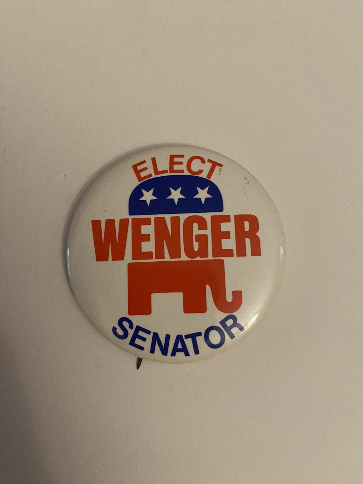 Elect Wenger Senator Pin Back Button P115