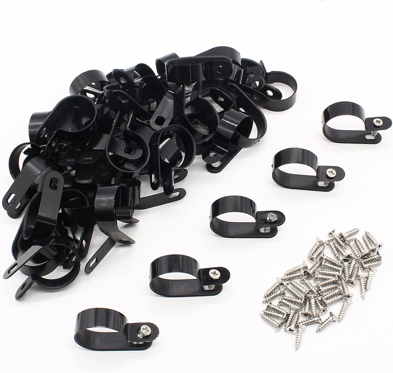 50Pcs 1/4 Inch R-Type Cable Clip, P-Style Mounting Clips, Nylon Cable Clip Wire
