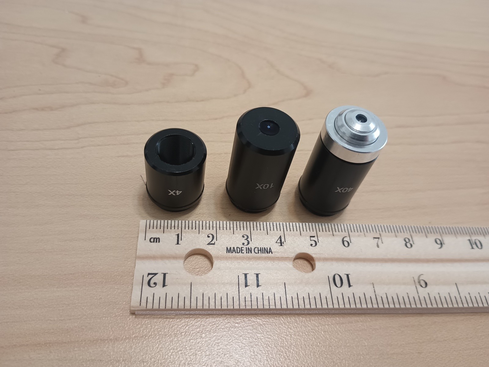 Microscope Lens, Set Of 3, 4x, 10x, 40x, Used, From Celestron Microscope.