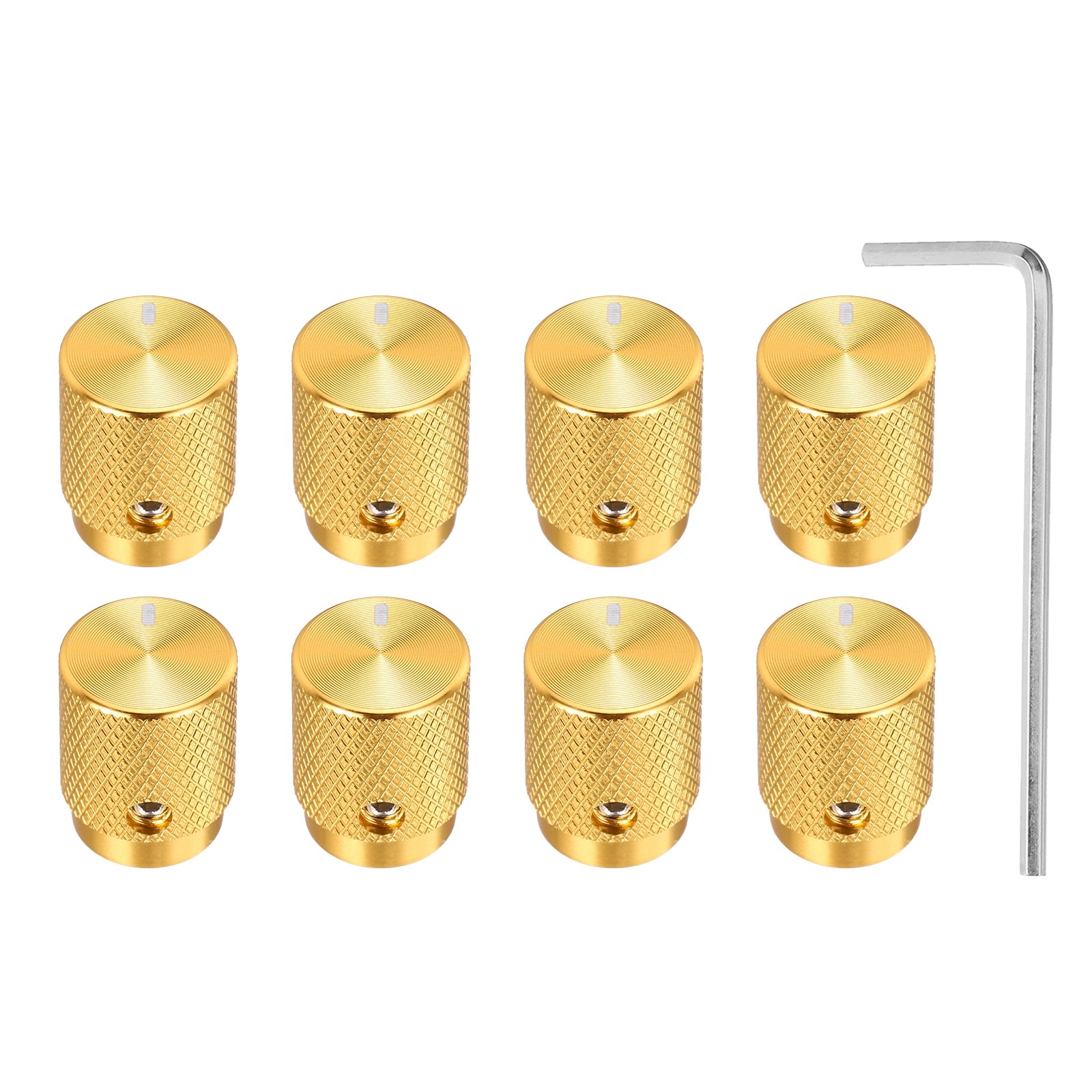 8 Pcs Aluminium Knobs, 6mm IDx12.5mm ODx16mm, Oval Indicator, Gold