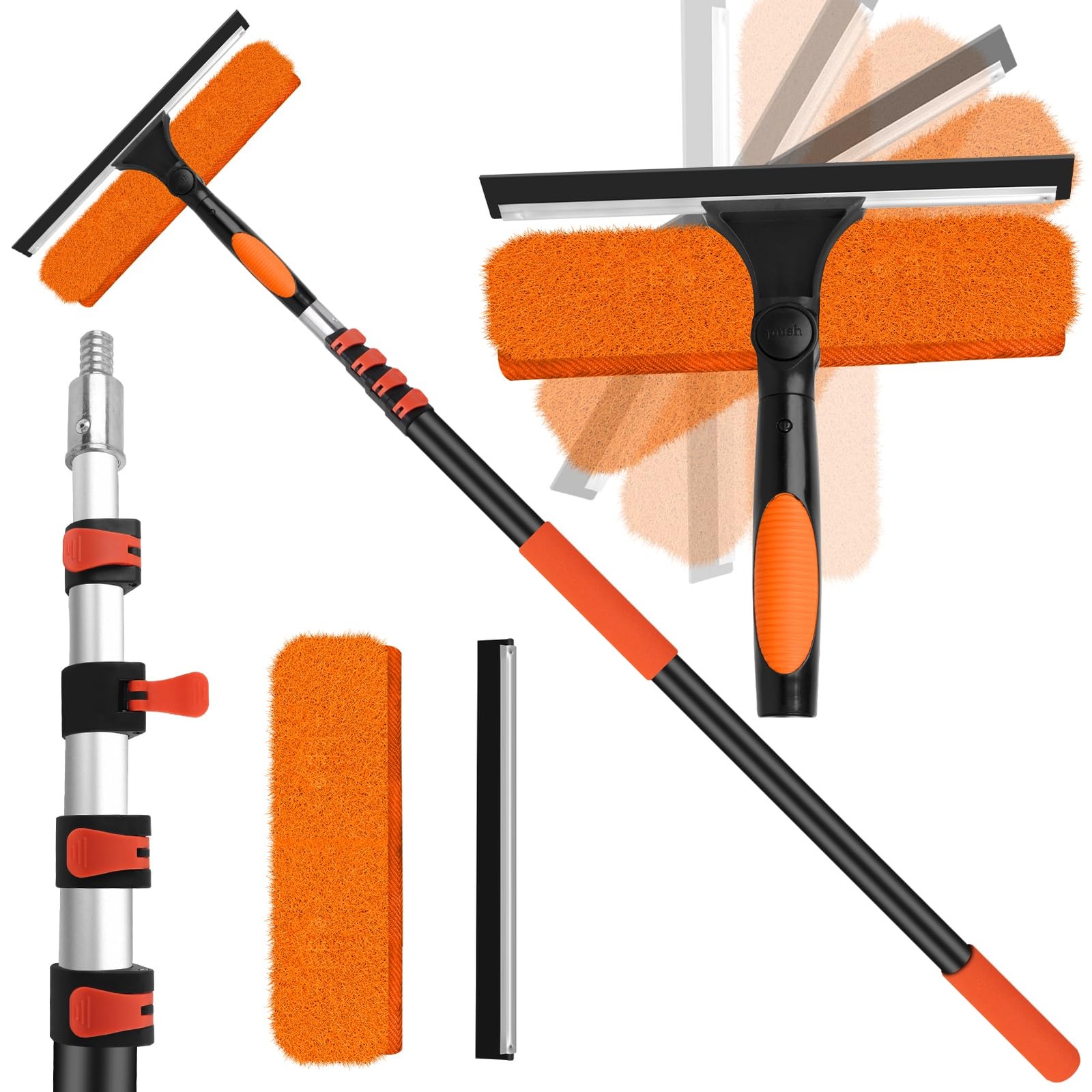 26FT High Window Cleaning Kit with Pole,2 20FT(Reach 26ft), 10.65in Squeegee