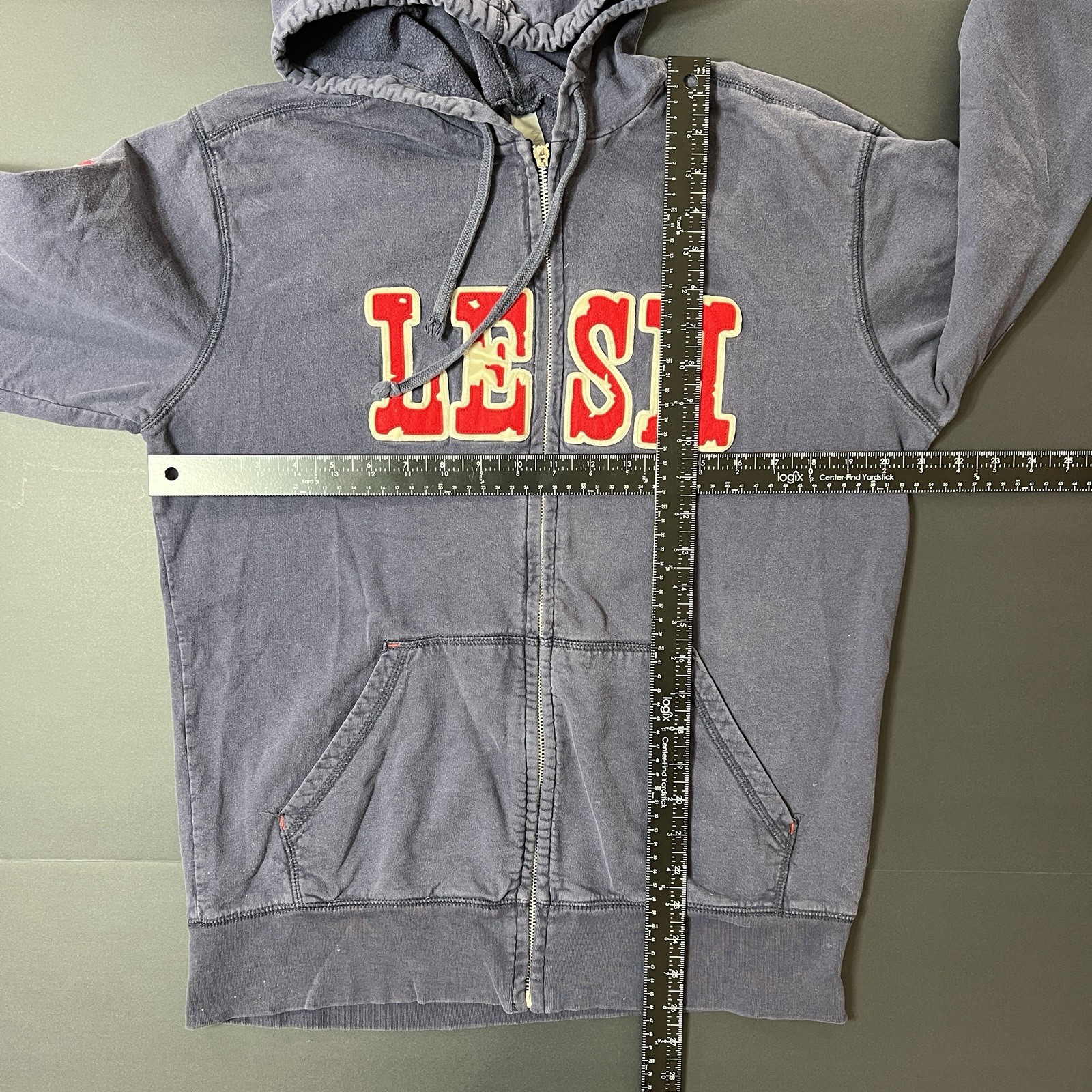 Phil Lesh And Friends Zip Up Distressed Blue Hoodie Drawstring Grateful Dead L