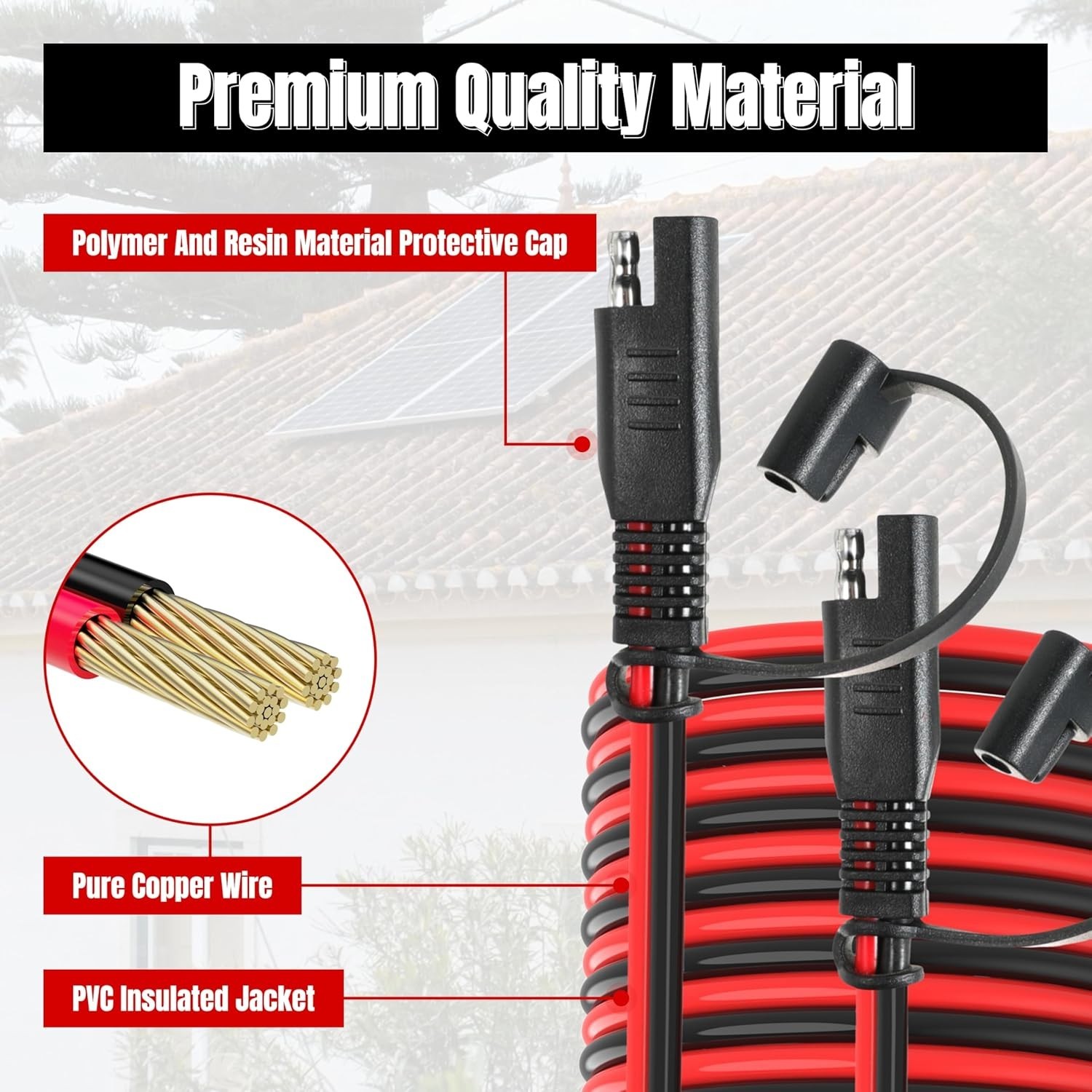 3FT 10AWG SAE Extension Cable, SAE Connector Cable Quick Disconnect