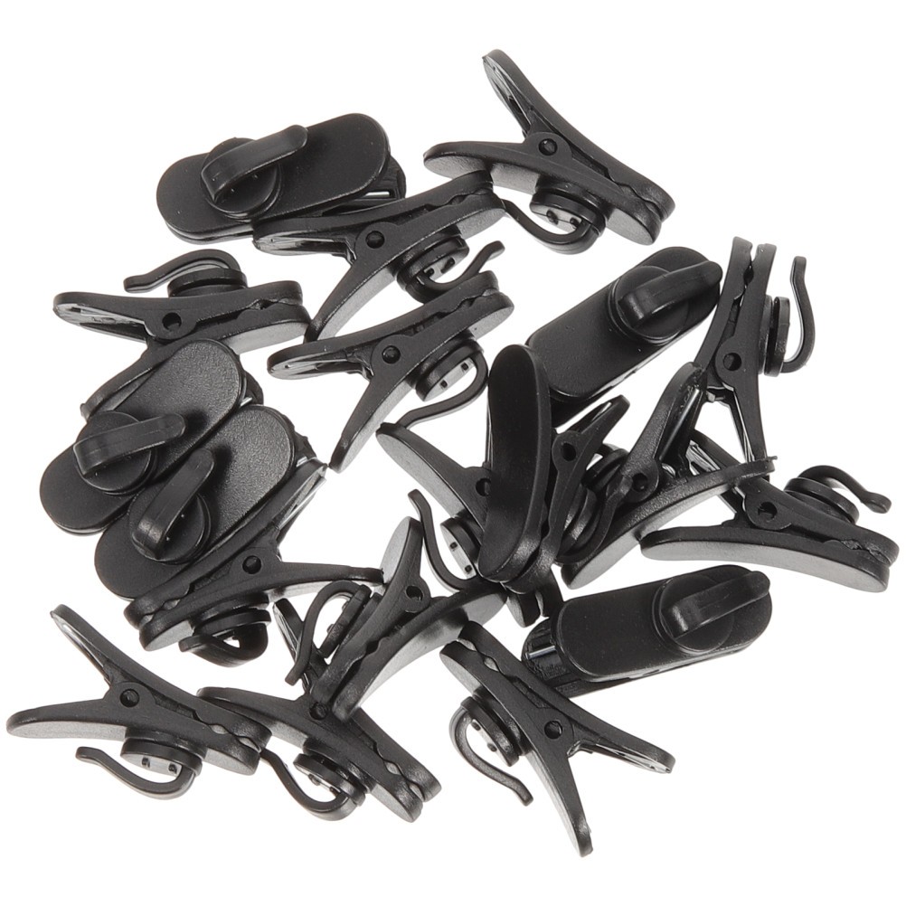 20Pcs Reusable ABS Mic Collar Clips Black Microphone Holders for Speech Use