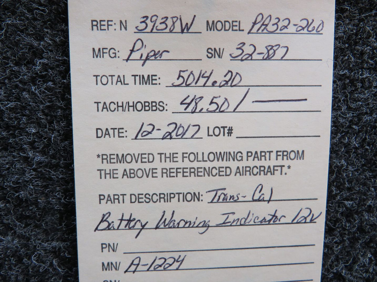 A-1224 Trans-Cal Battery Warning Indicator (Volts: 12)