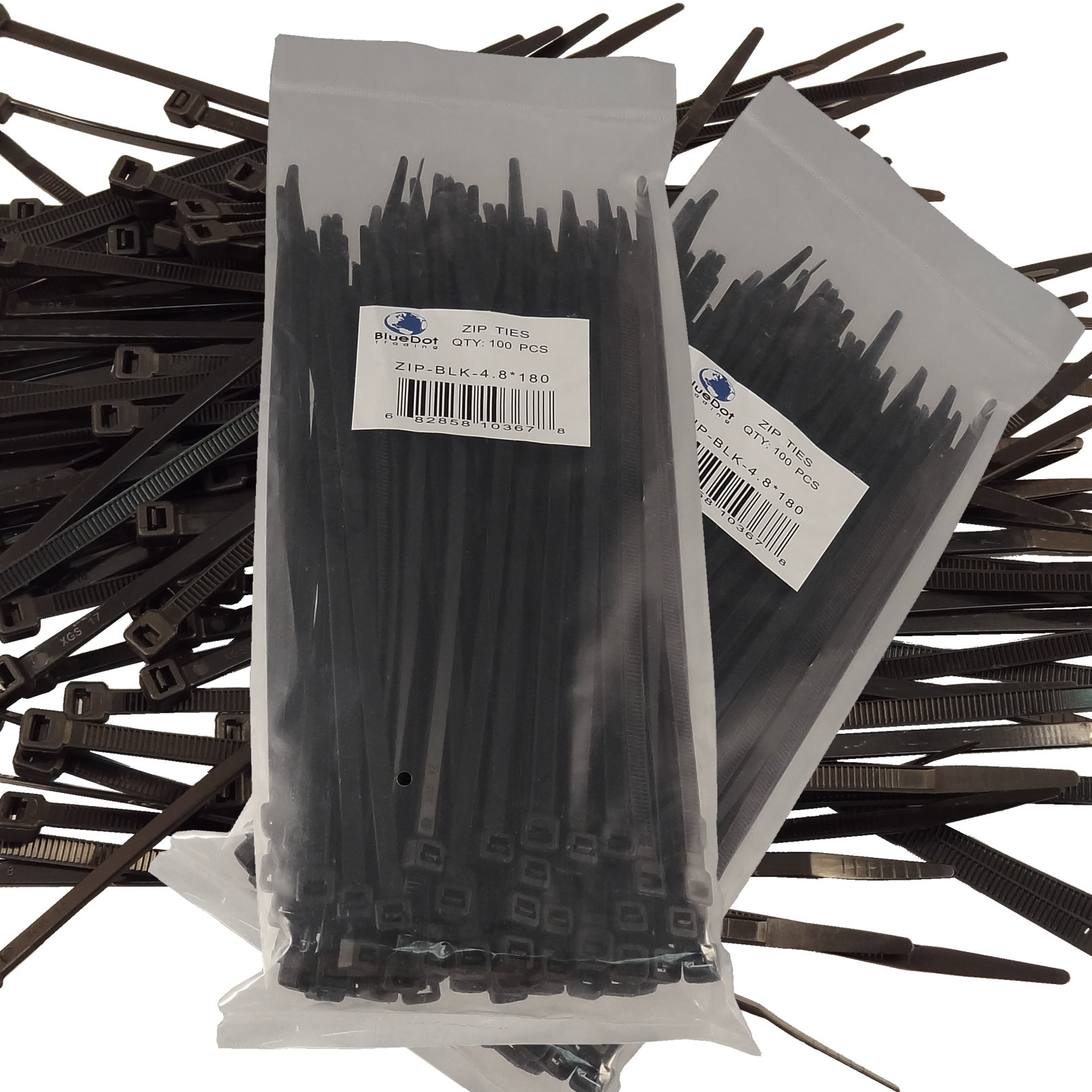200 PCS BLACK Pack 7" inch Network Cable Cord Wire Tie Strap 50 Lb Zip Nylon USA