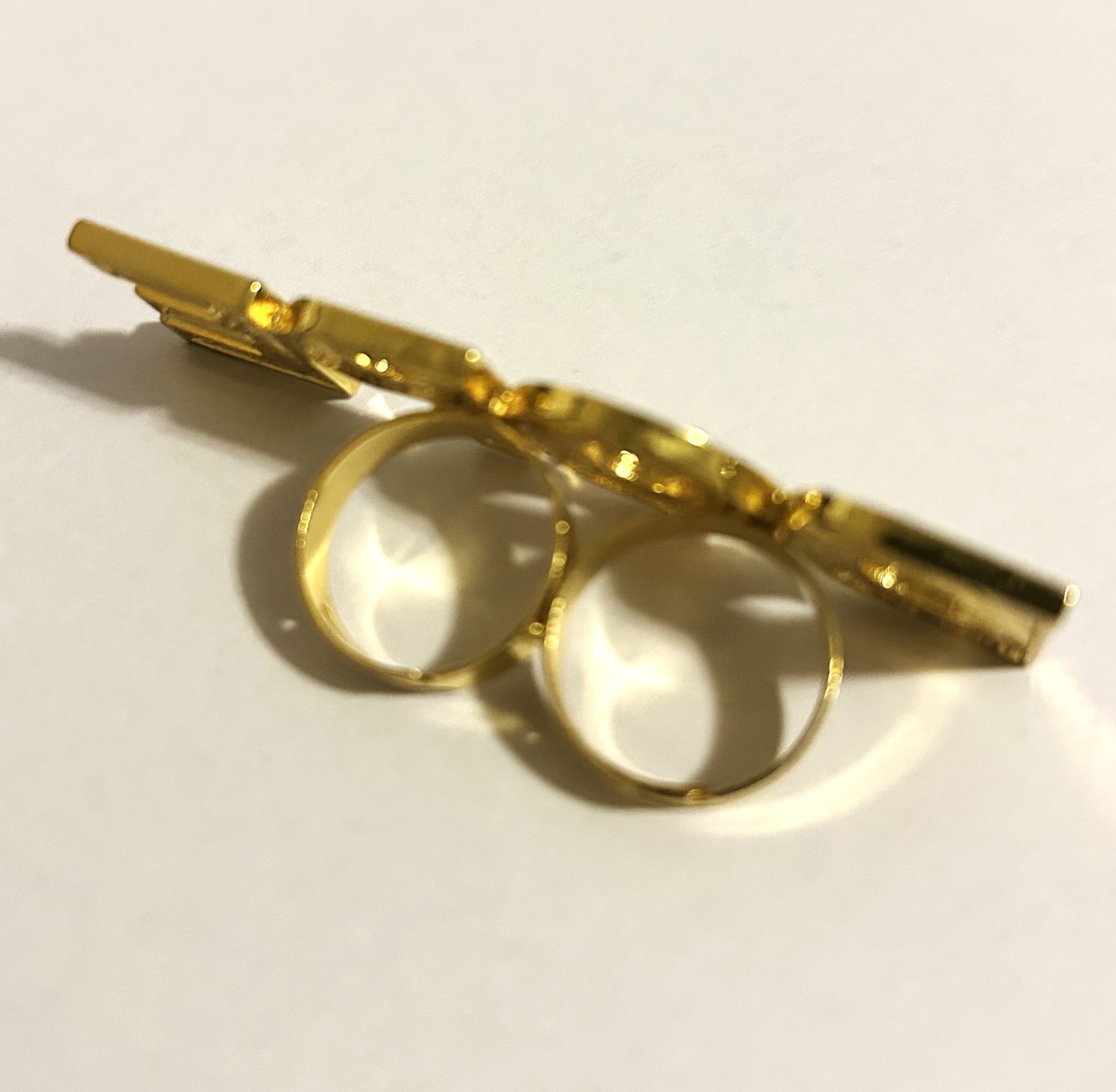 DOPE 2 Finger Gold Plated Clear CZ Adjustable Ring