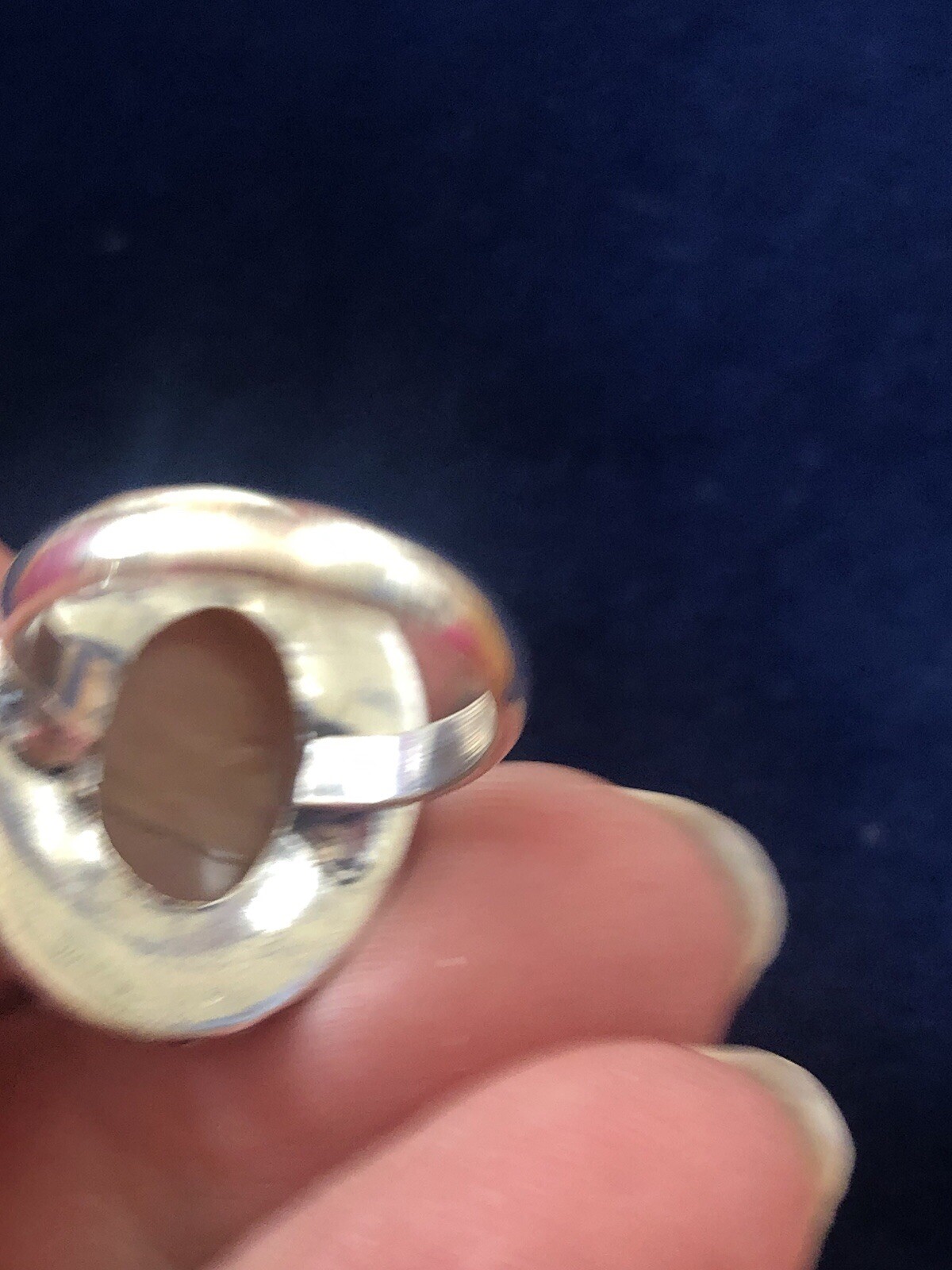 Peachy Sunset Sunstone Oval Pinky Ring Size 5.5