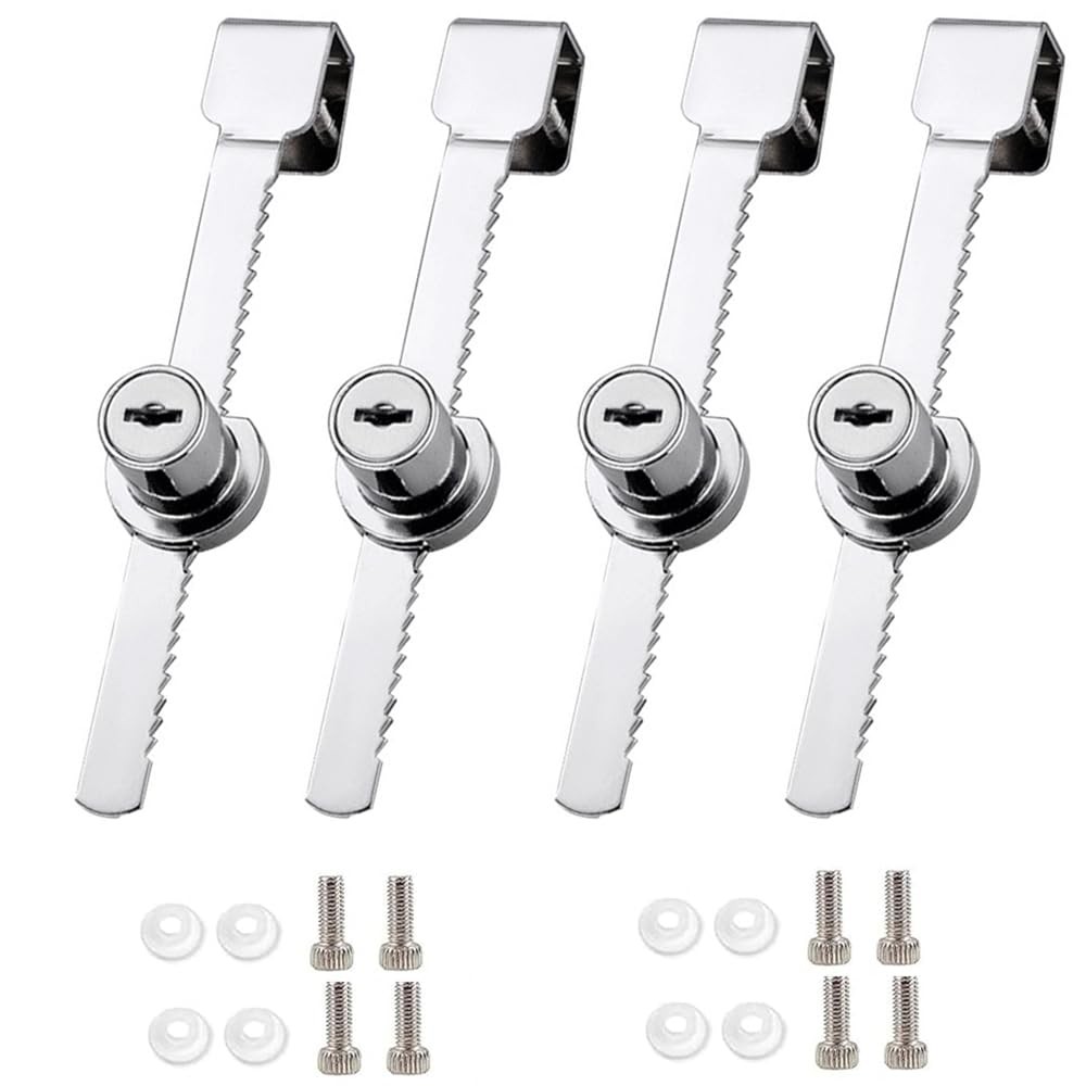 4Pcs Sliding Glass Door Ratchet Lock Keyed Alike Chrome for Reptile Cage
