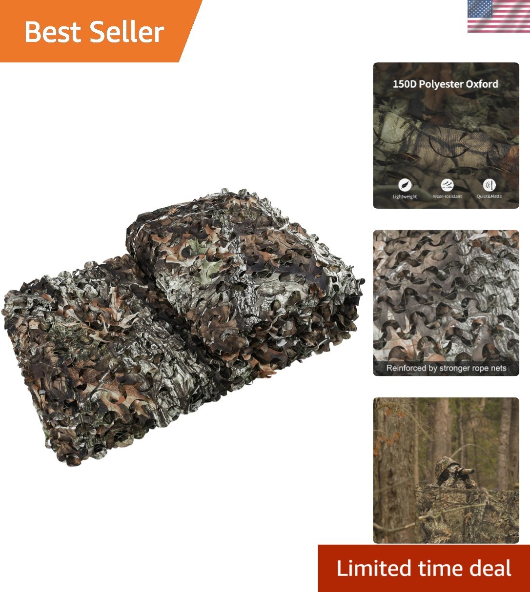 Luxury Woodland Camo Netting 6.5x10ft - Versatile Camouflage for Outdoor Use