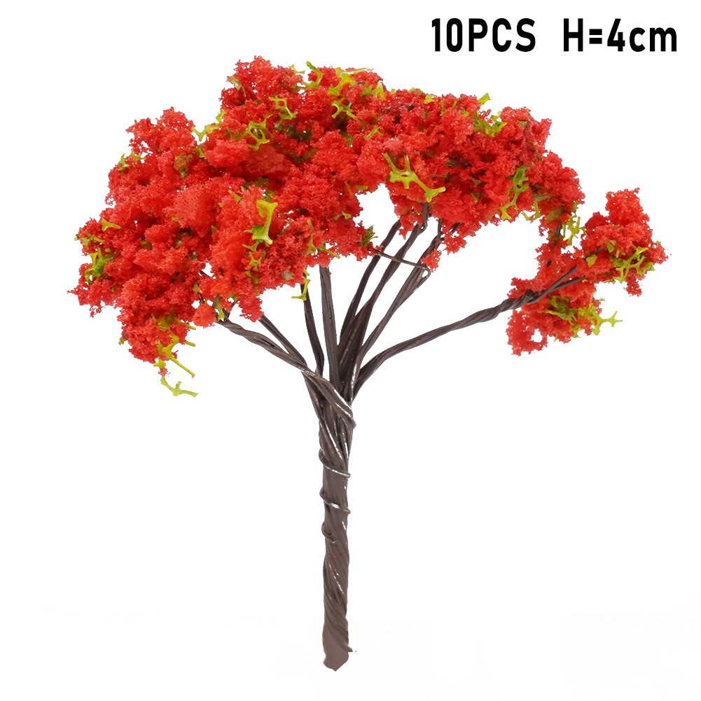 10X Red Flowers Model Trees Model Train Diorama Garden Scenery 4cm Flower Tree