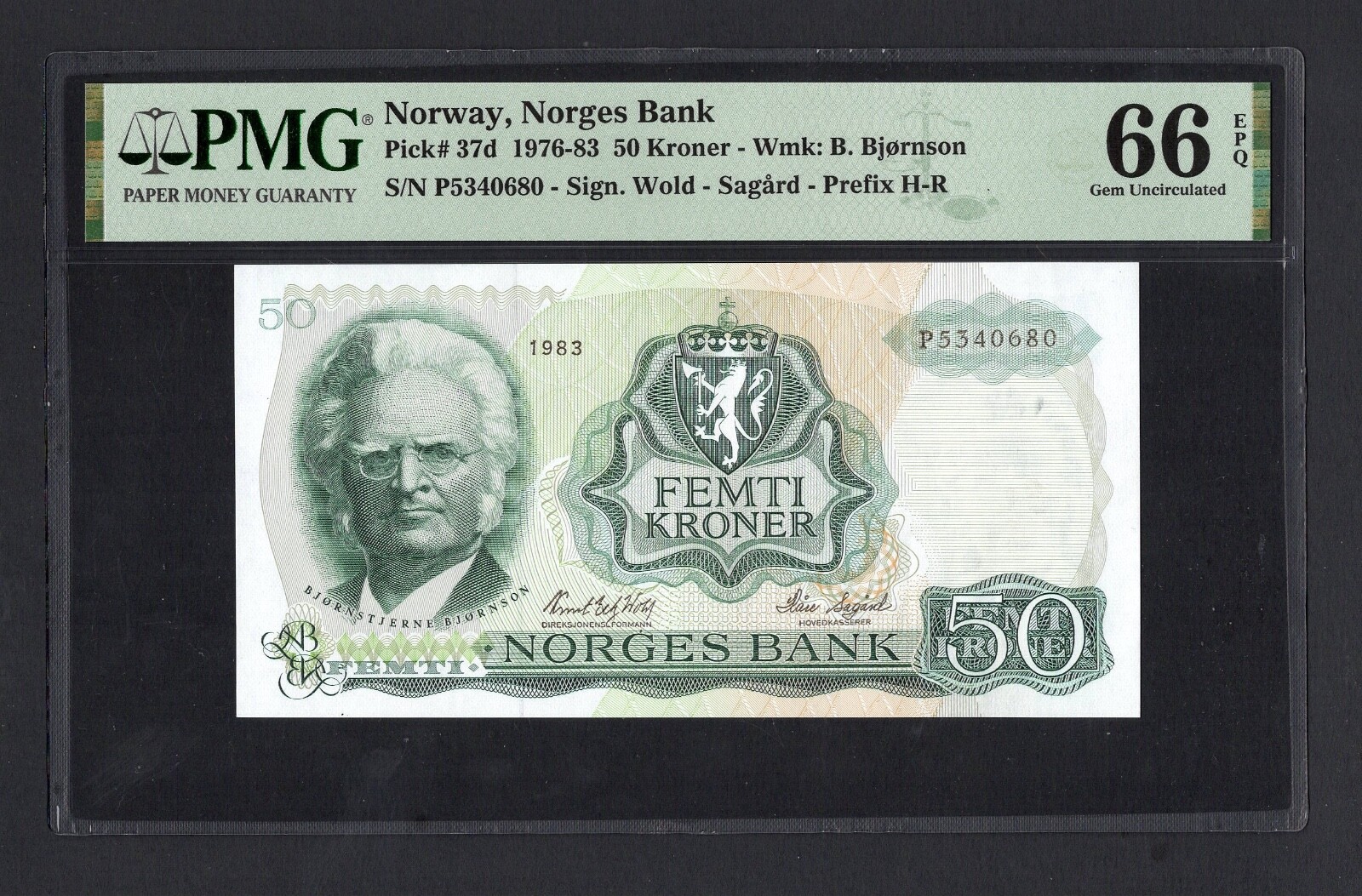 Norway 50 Kroner 1983 P37d Uncirculated Grade 66
