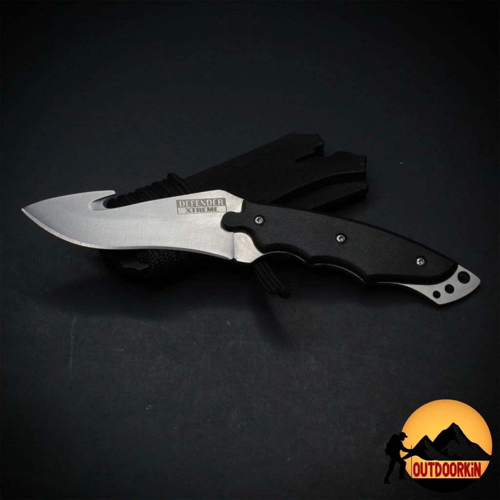 6" Full Tang Survival Gut Hook Tactical Hunting Fixed Blade Neck Knife + Sheath