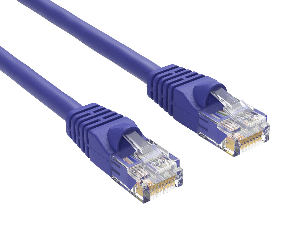 14ft Cat5e UTP Ethernet Network Patch Cable Snagless 24AWG Bare Copper, Purple