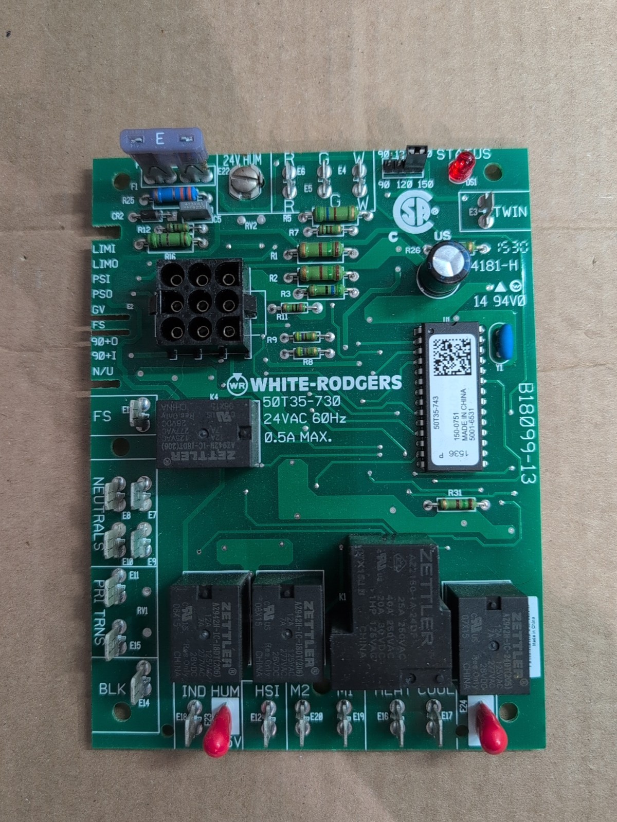 White-Rodgers 50T35-743 150-0751 5001-6531 Furnace Control Board Tested