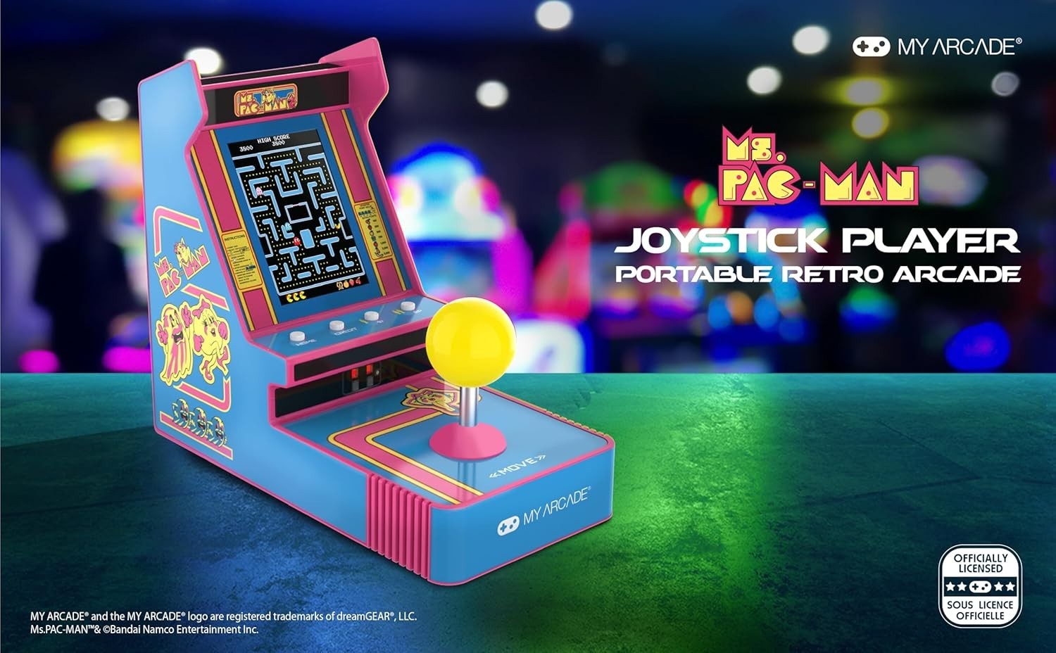 Ms. Pac-Man Joystick Player: Arcade Classics, Retro Games, Mini Video Game Co...