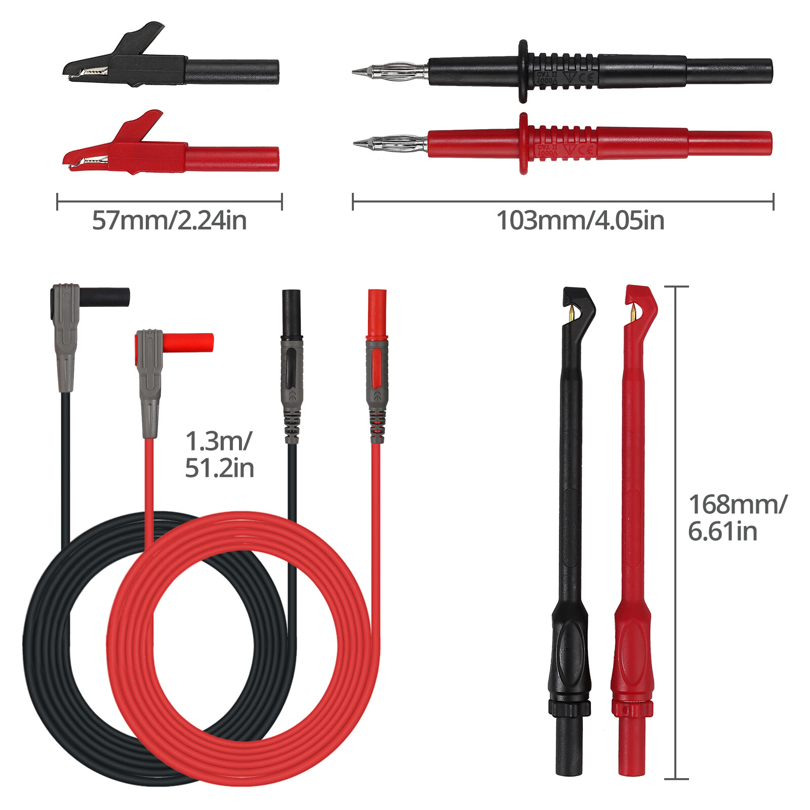8X Test Lead Multimeter Kit Wire-Piercing Clip Test Probe Puncture 4mm Thickness
