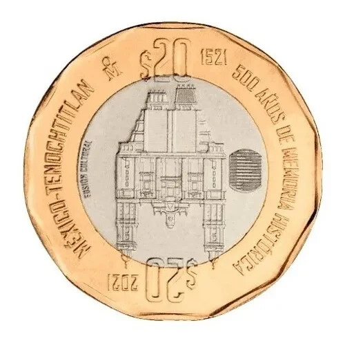 $ 20 Pesos 500 años de memoria histórica de México-Tenochtitlan envio gratis !!
