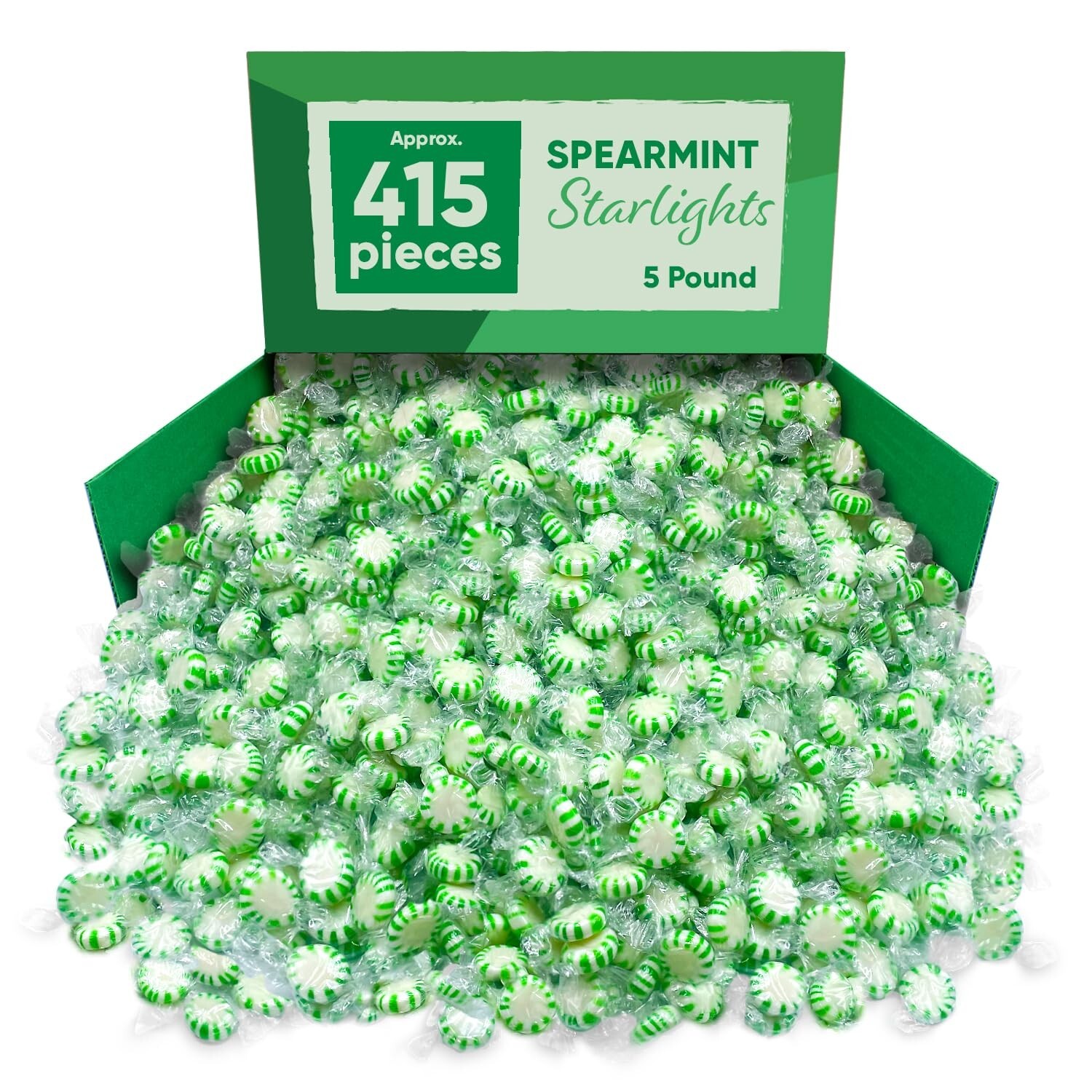 Spearmint Starlight Mints, Individually Wrapped, Bulk Hard Candy (5 Pounds) Sale