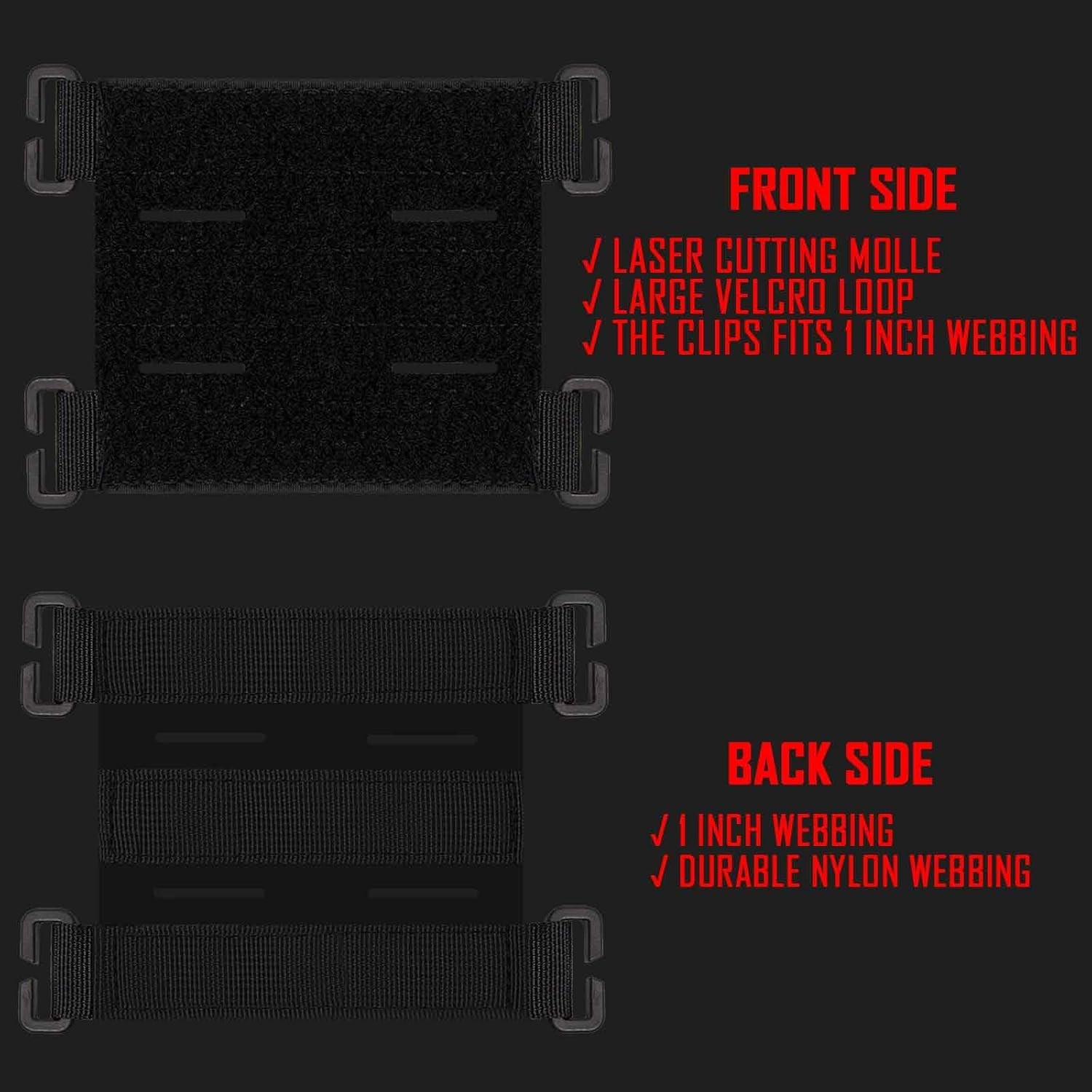 2 Pack Upgrade 8 Laser Cutting Hole Molle Patch Display Holder, Black
