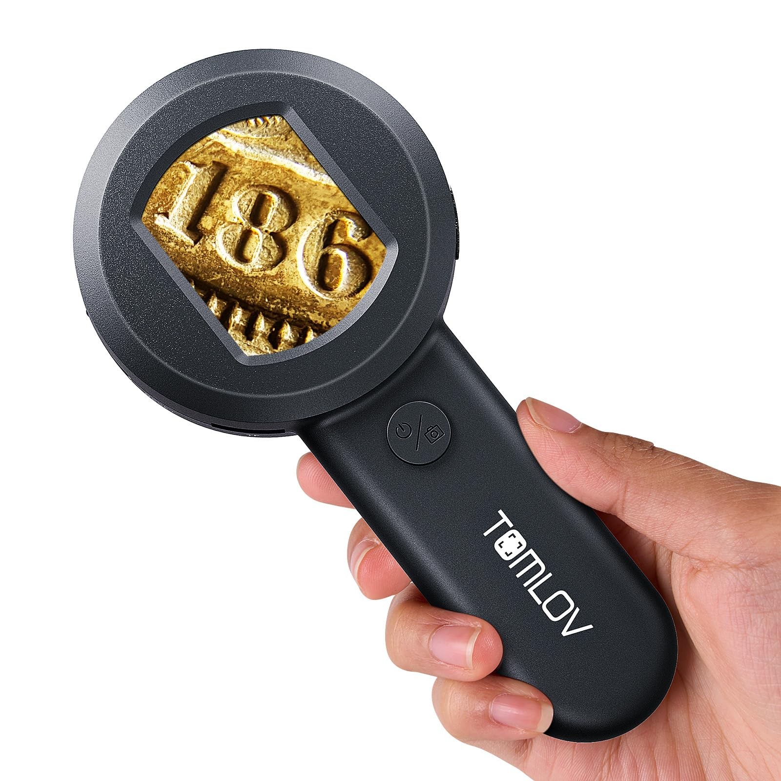 TOMLOV P10 Microscope for Adults Kids, Handheld Coin Magnifier Small, Black