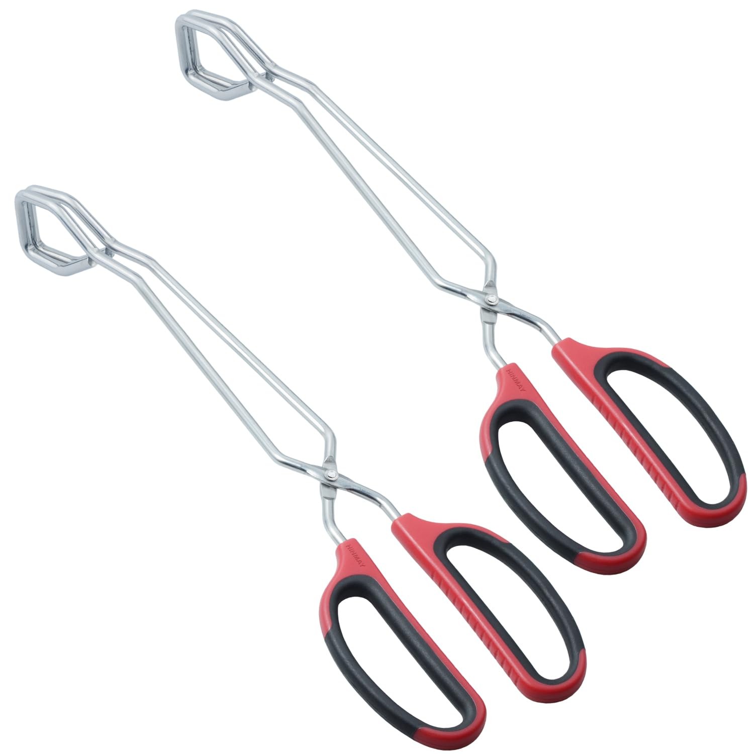 2 PCS HINAMY 13 Inch Stainless Steel Scissor Tongs Comfort Grip Handle BBQ