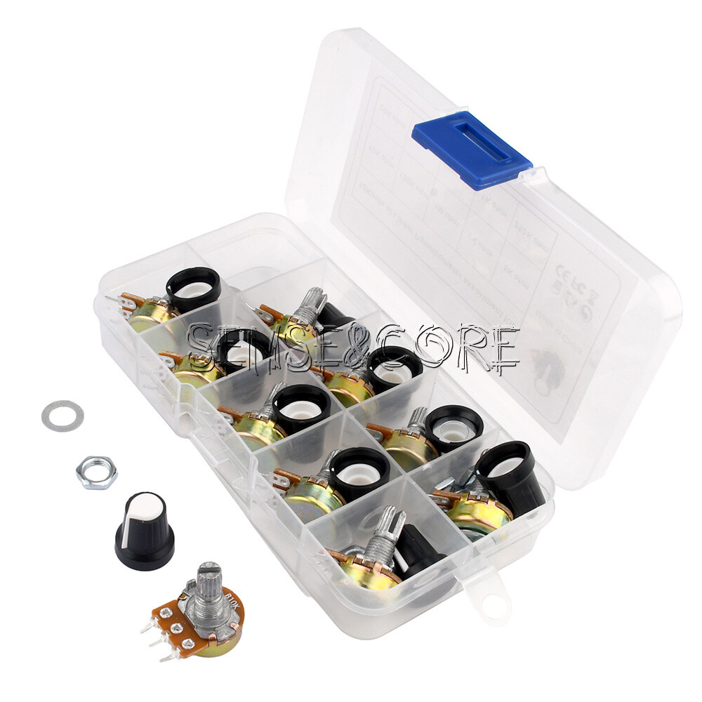 10PCS WH148 Potentiometer Switch With Knob 15MM B1K/10K/20K/50K/100K///1M Boxed-