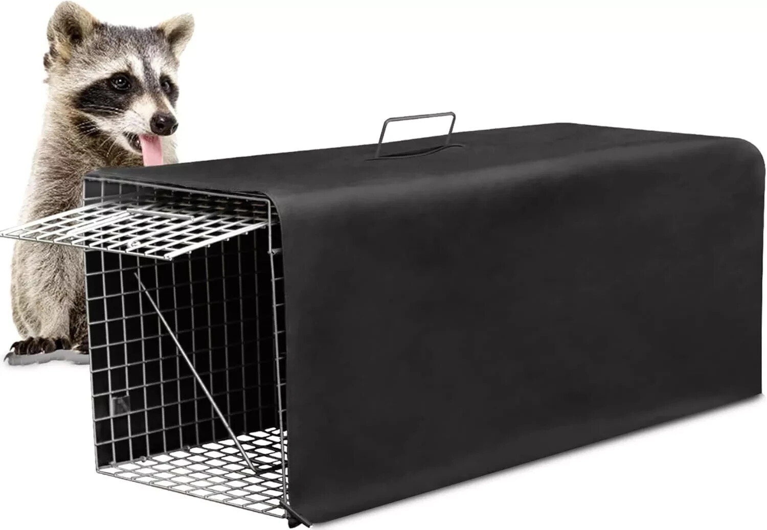 Live Animal Trap Cage Cover, Cat Trap for Stray Cats 32 Inch Folding Skunk Trap