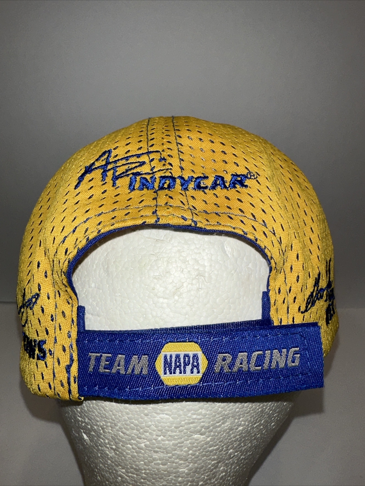 NAPA Racing Hat Cap Royal Blue Yellow Mesh Fabric Hook Loop Embroidered
