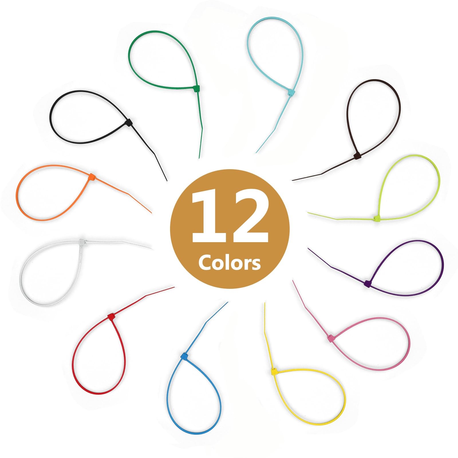 1200 Pieces Zip Ties, Multi-Purpose Assorted Colored Self-Locking Nylon Cable...