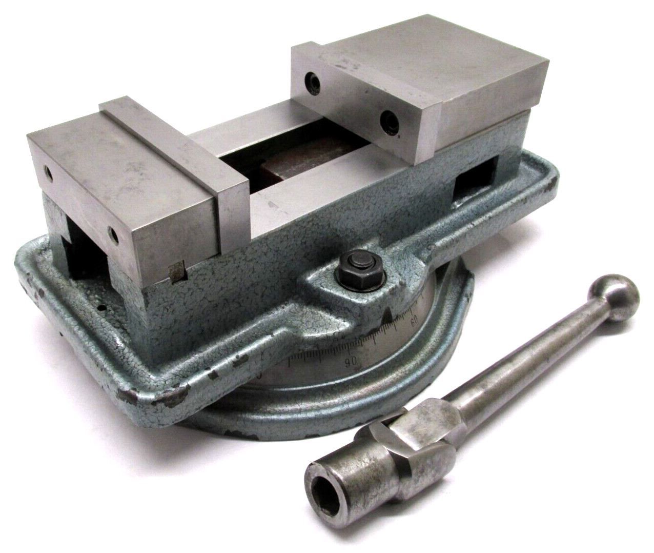 NICE! 4" MILLING MACHINE VISE w/ ROTARY BASE, JAWS & HANDLE