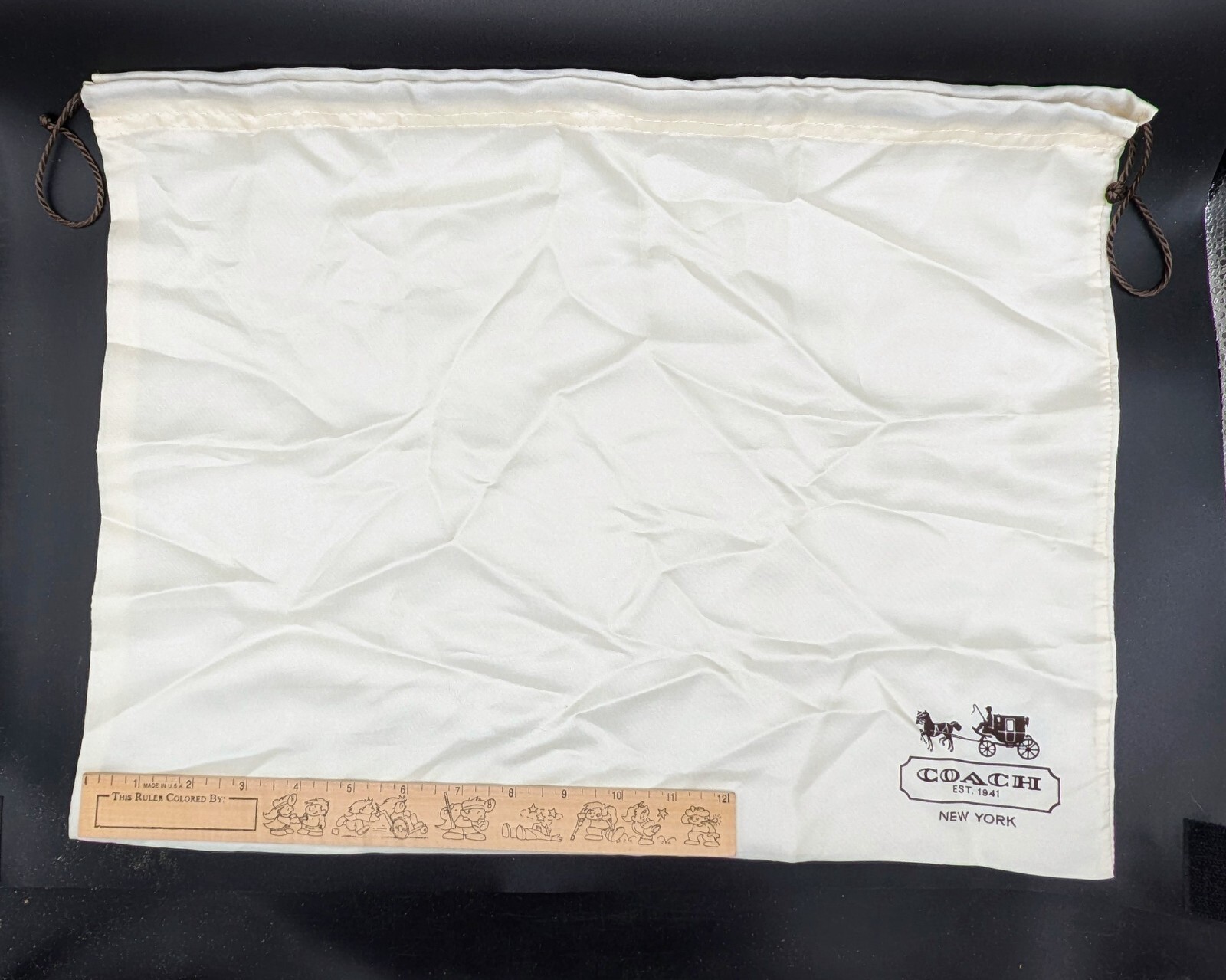 Coach 16x13.5” Drawstring Dust Bag White Lower Right Corner Logo